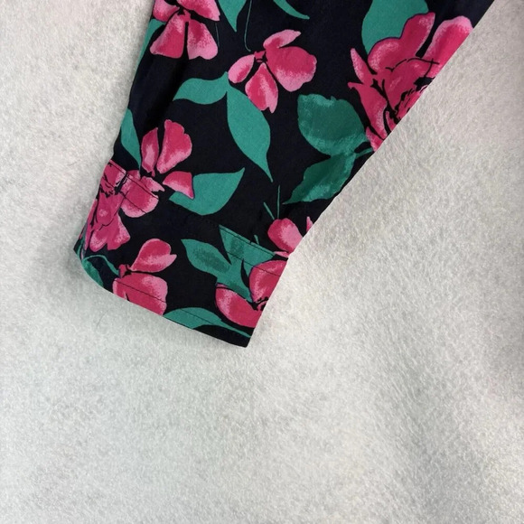 Talbots Women’s Navy/Pink‎ Floral Split Neck Long Sleeve Blouse Size Large - Picture 6 of 7